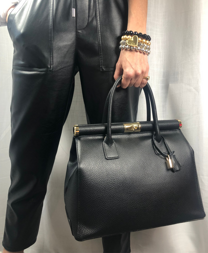 Caterina Black Leather Handbag