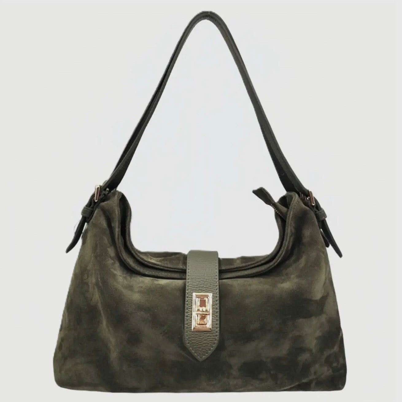 Sarina Verde Suede Shoulder Bag