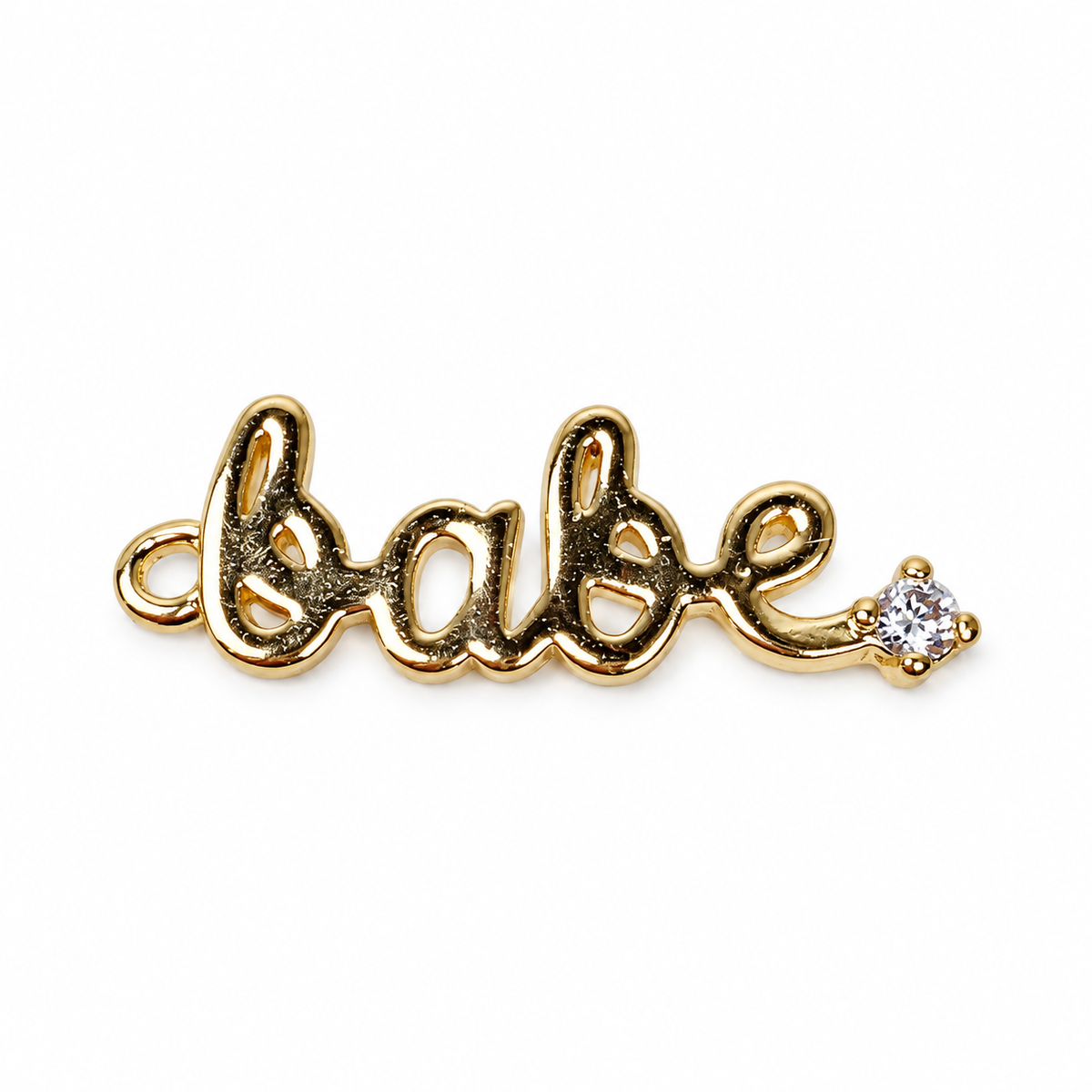 Gold Pavé "Babe" Pendant on a white background