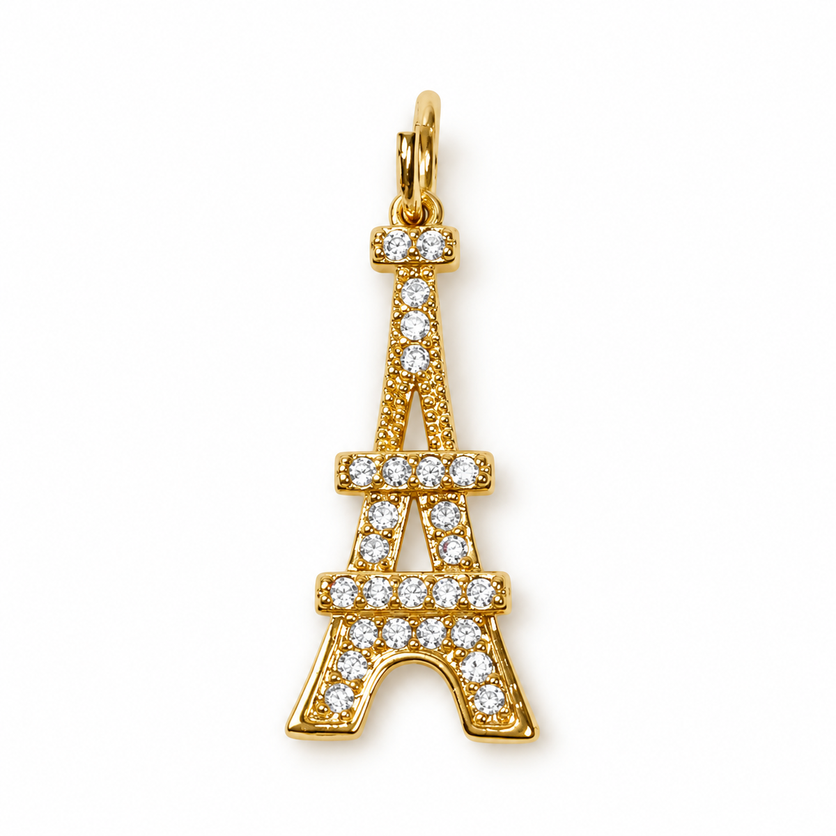 Gold Pavé Eiffel Tower Pendant