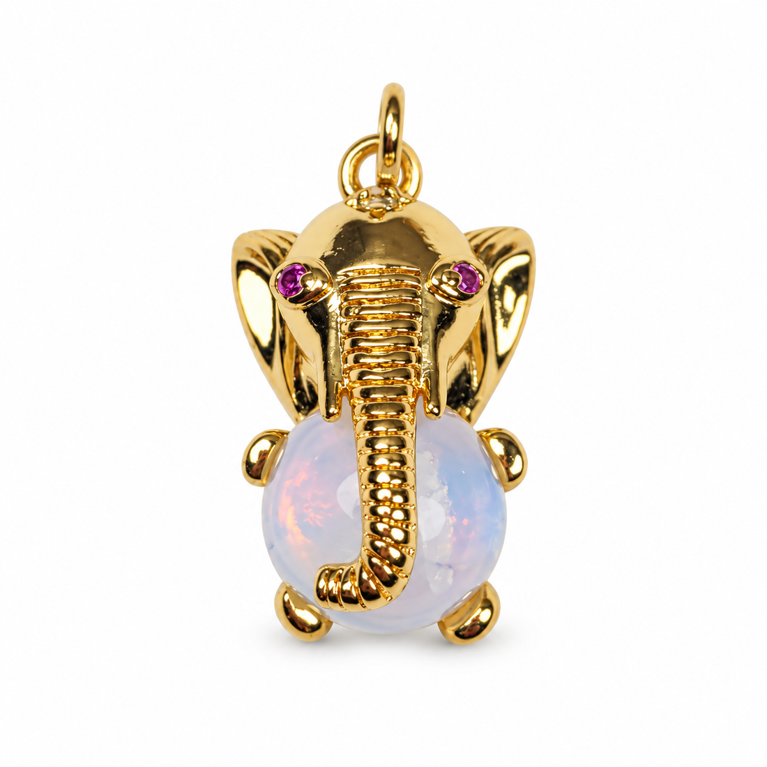 Gold Pavé Elephant Pendant on a white background