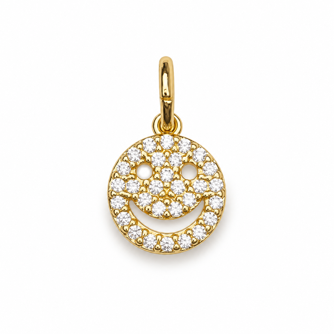 Gold Pavé Smiley Face Pendant
