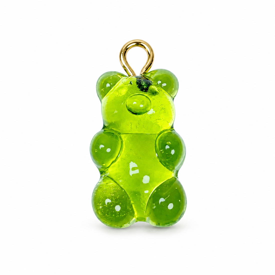 Green Murano Glass Gummy Bear Pendant on a white background