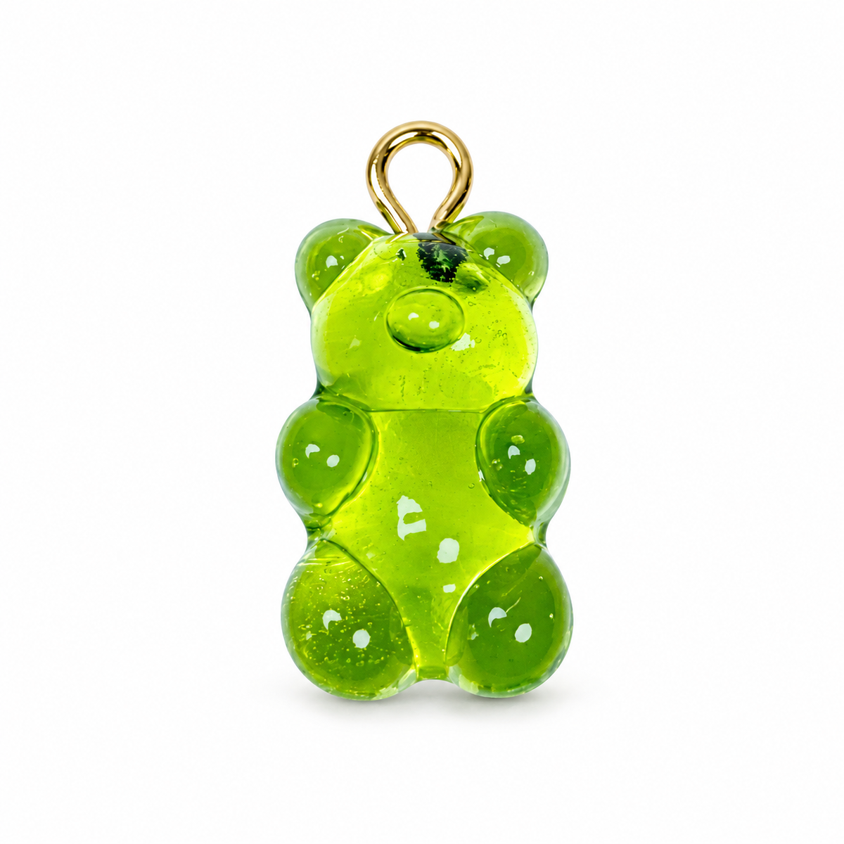 Green Murano Glass Gummy Bear Pendant on a white background