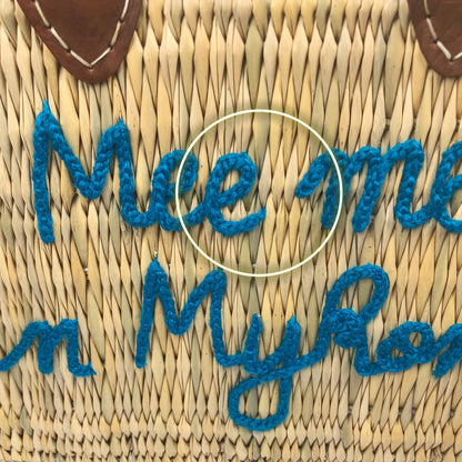 MEET ME IN MYKONOS LEATHER HANDLE REED BAG