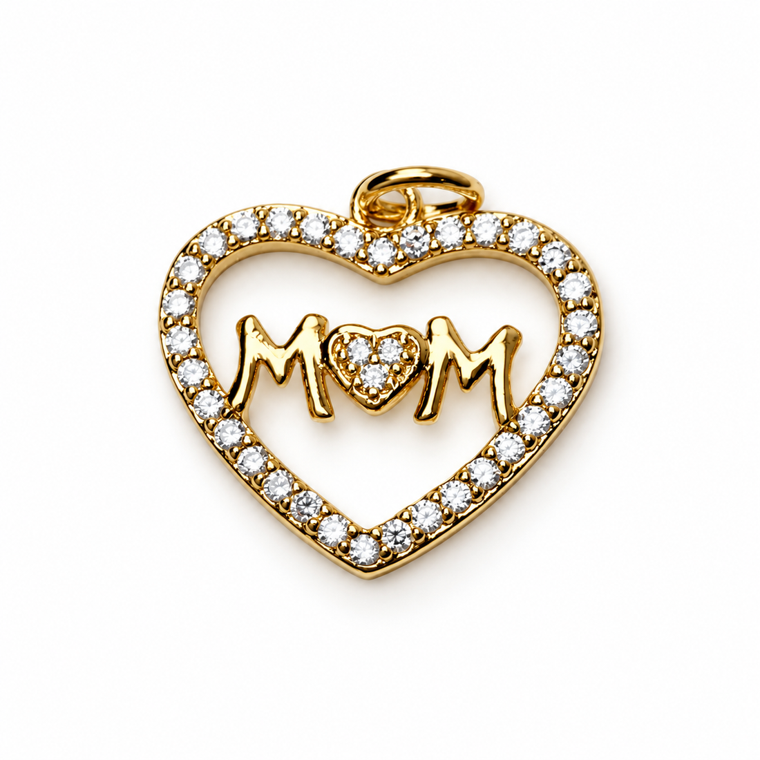 Mom Gold Heart Pendant - Oriana LaMarca Designs