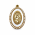 Mother of Pearl Pave Blessed Mother Pendant on a white background