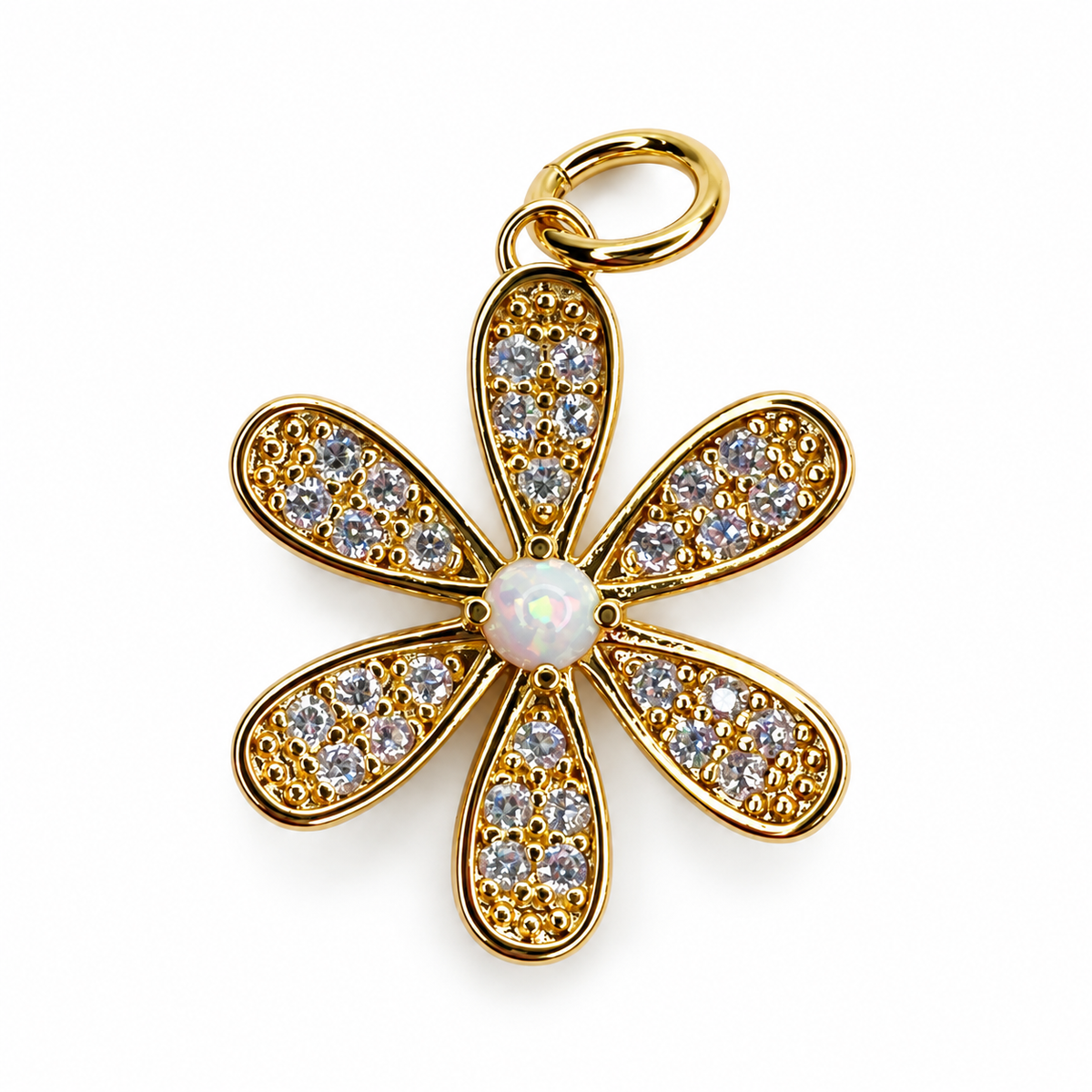 Opal Flower Pendant on a white background