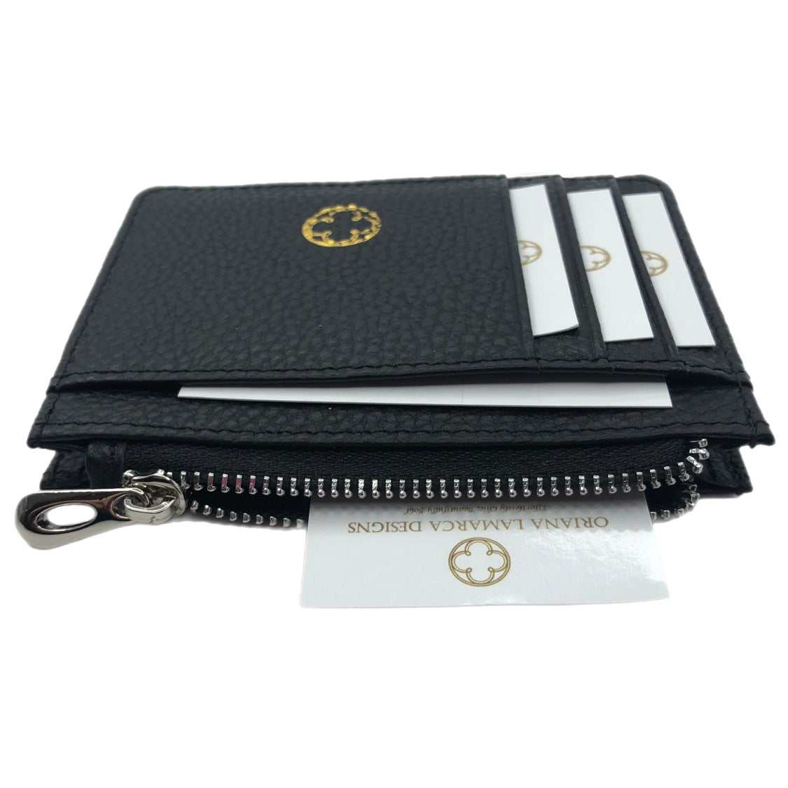 Black Leather Zip Wallet