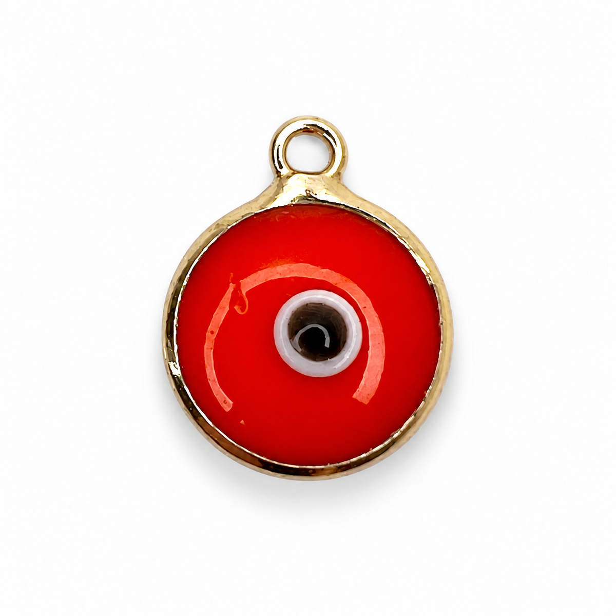 Orange Glass Evil Eye Pendant on a white background