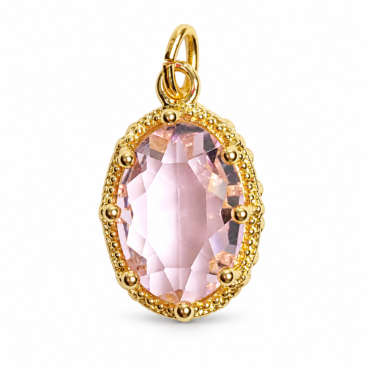 Coral Hidden Gem Pendant on a white background