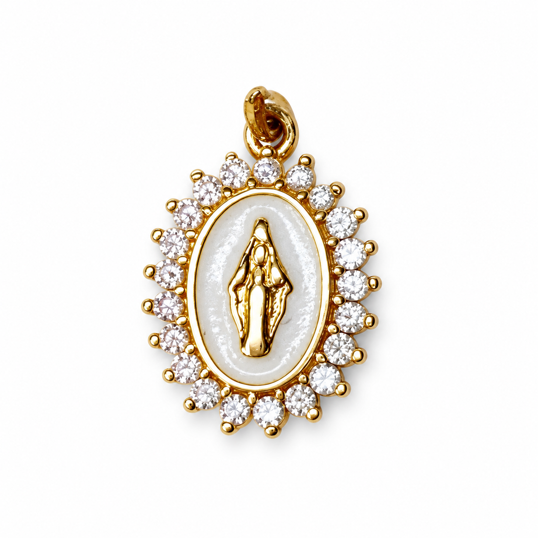 Pavé Enamel Blessed Mother Pendant - Oriana LaMarca Designs