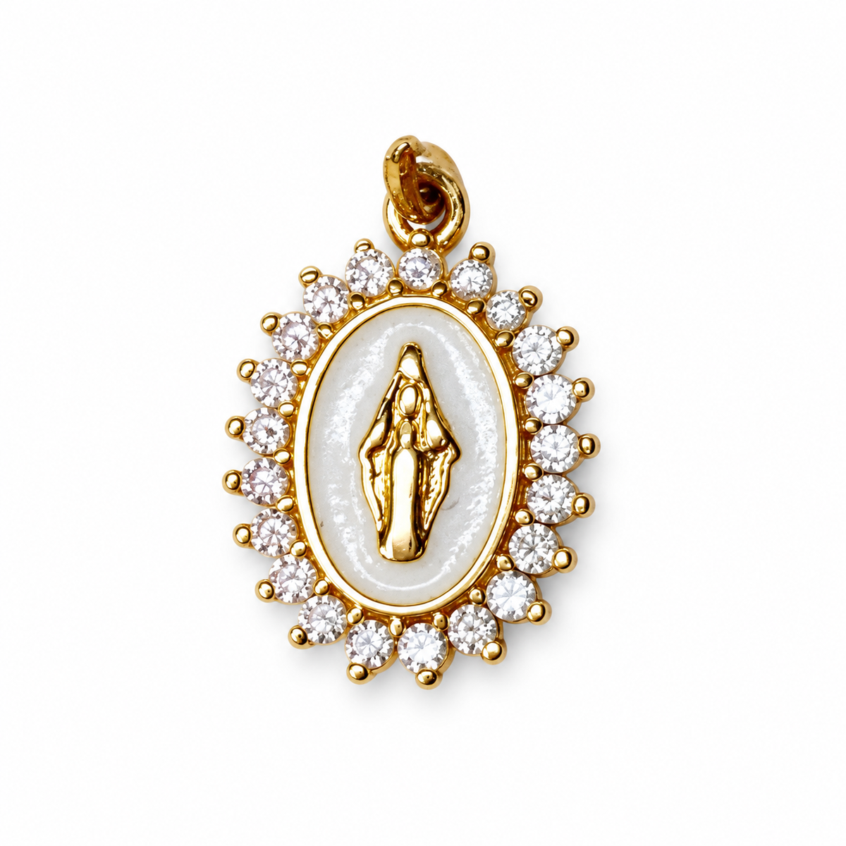 Pavé Enamel Blessed Mother Pendant - Oriana LaMarca Designs