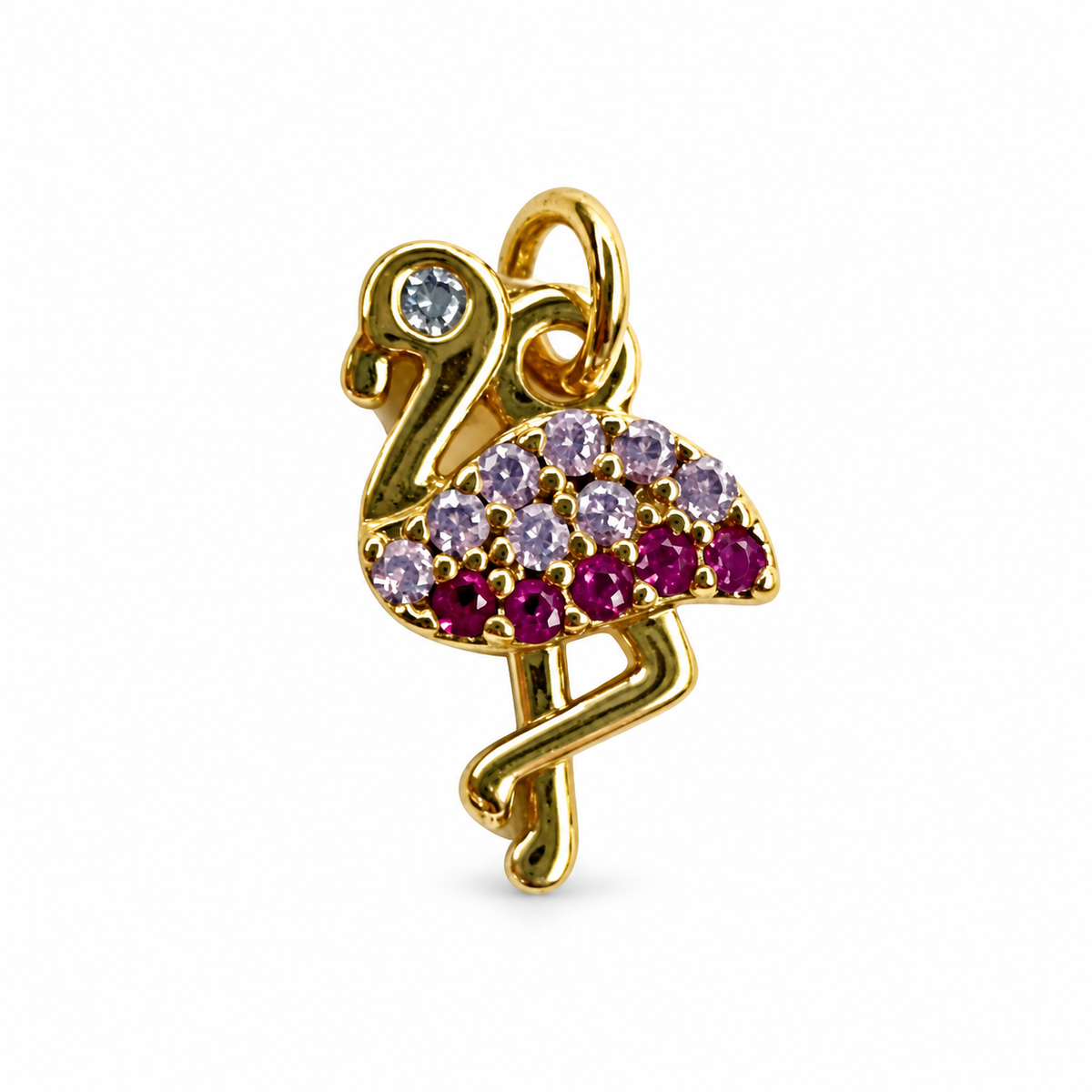 Pavé Flamingo Pendant on a white background