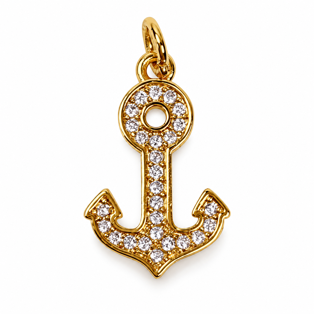 Pavé Gold Anchor Pendant on a white background