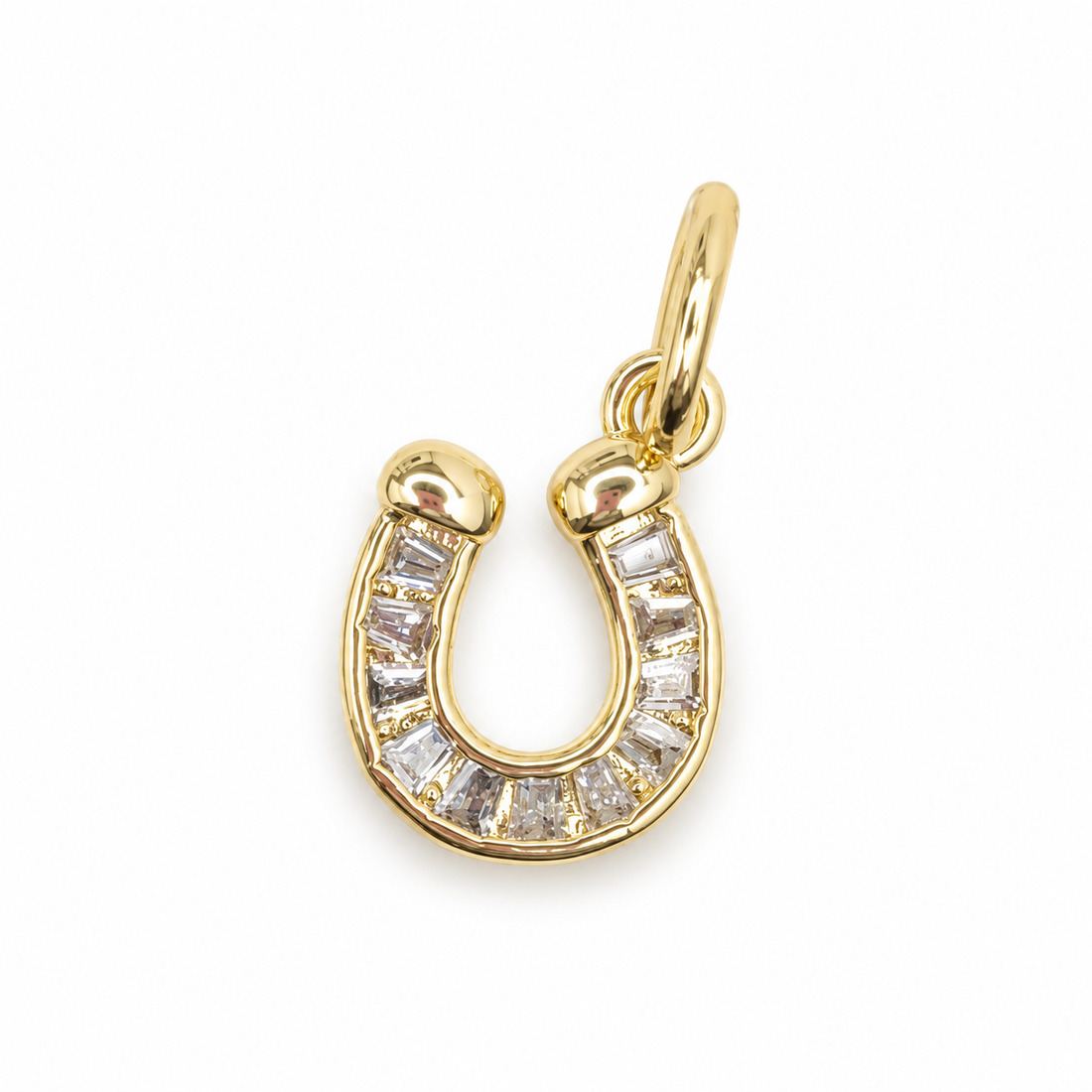 Pavé Gold Horseshoe Pendant on a white background
