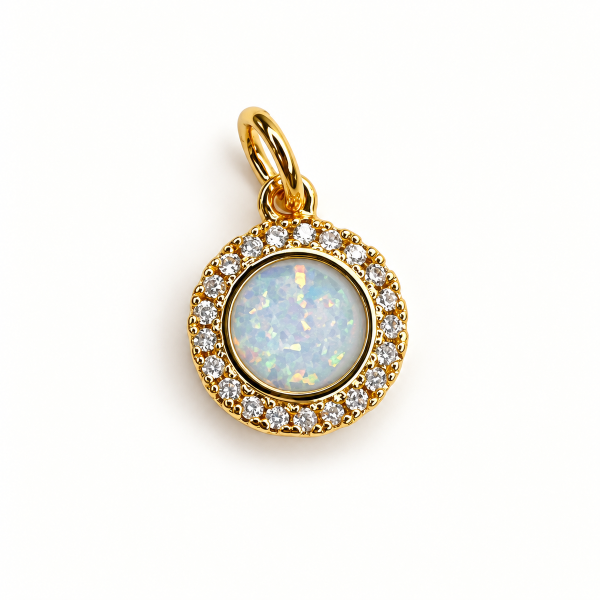 Pavé Opal Round Pendant - Oriana LaMarca Designs