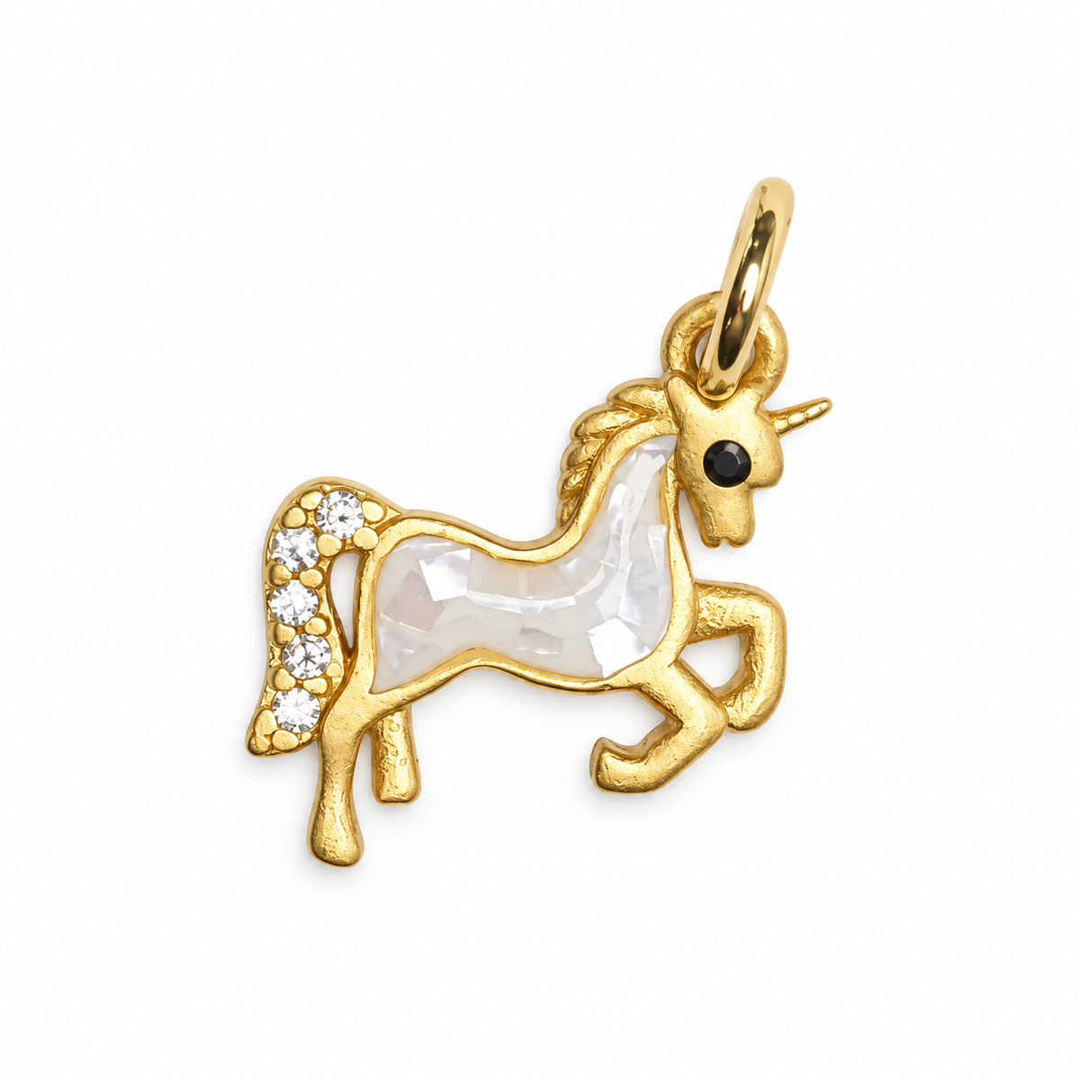 Pavé Opal Unicorn Pendant on a white background