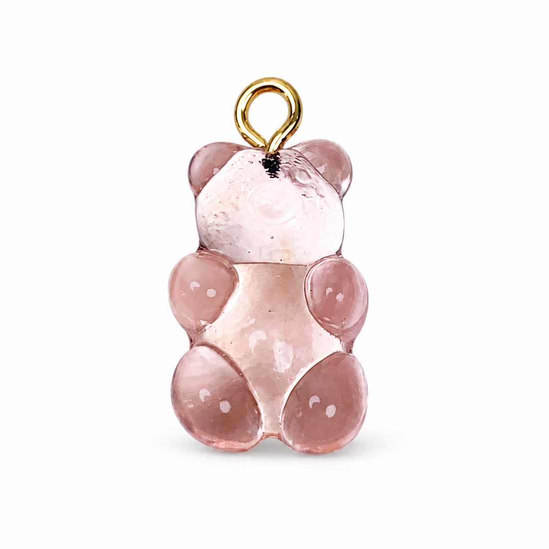 Pink Murano Glass Gummy Bear on a white background
