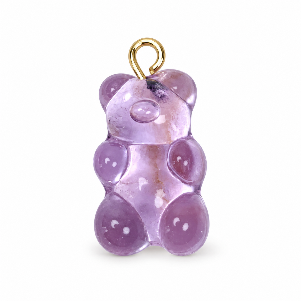 Purple Murano Glass Gummy Bear Pendant on a white background