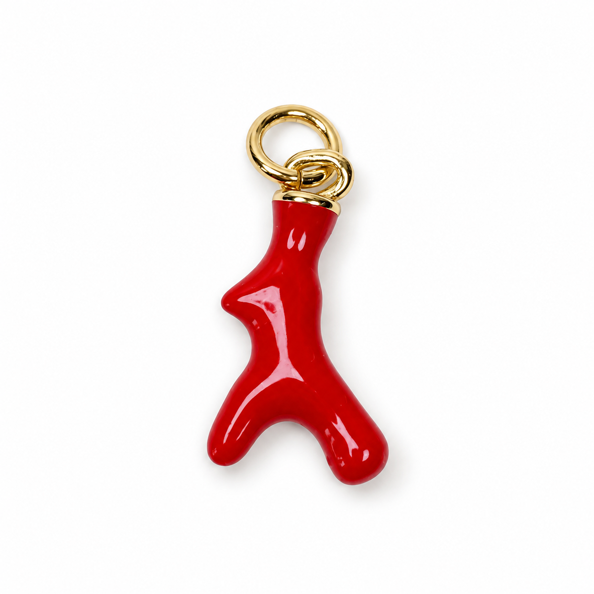 Red Enamel Coral Branch Pendant