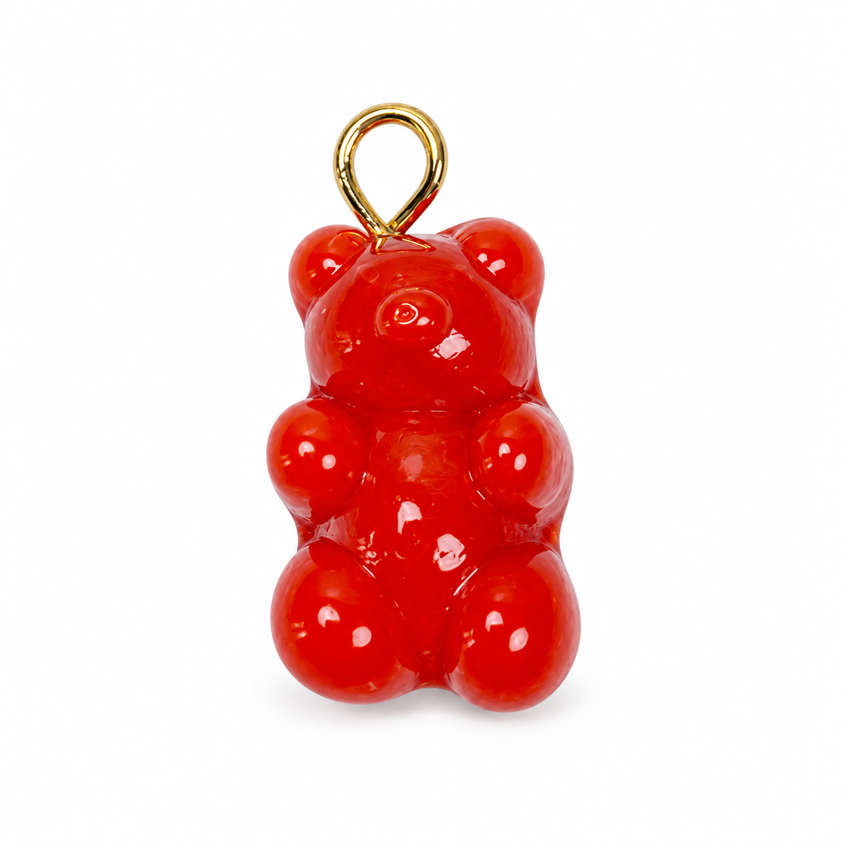 Red Murano Glass Gummy Bear on a white background