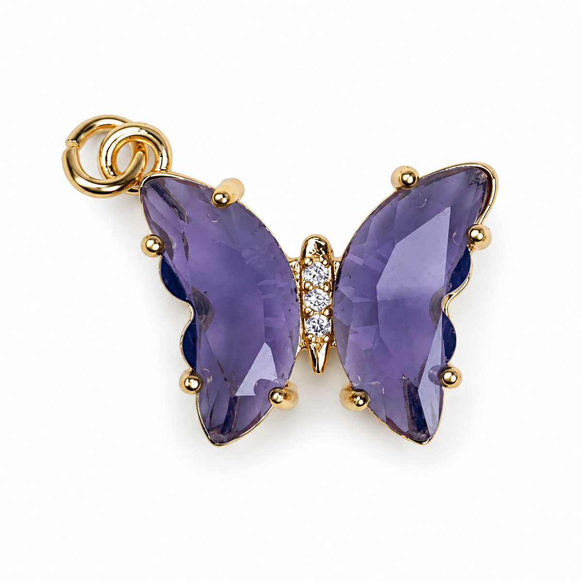 Violet Glass Butterfly Pendant on a white background
