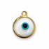 White Glass Evil Eye Pendant on a white background