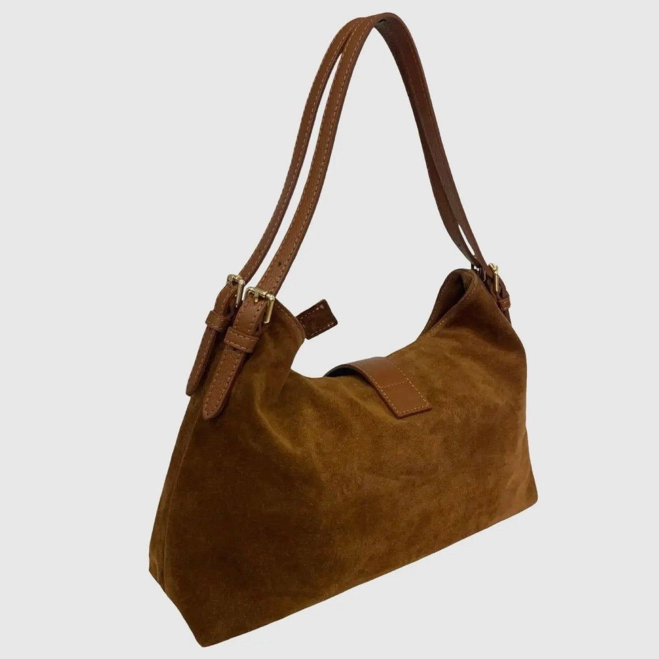 Sarina Caramel Suede Shoulder Bag