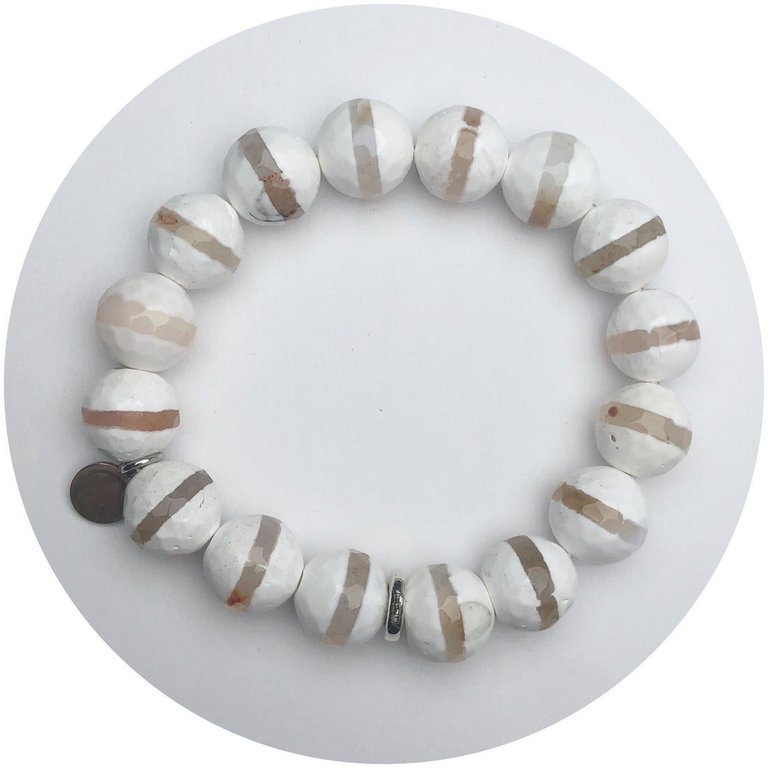 Striped Milky Jasper with Silver Spacer