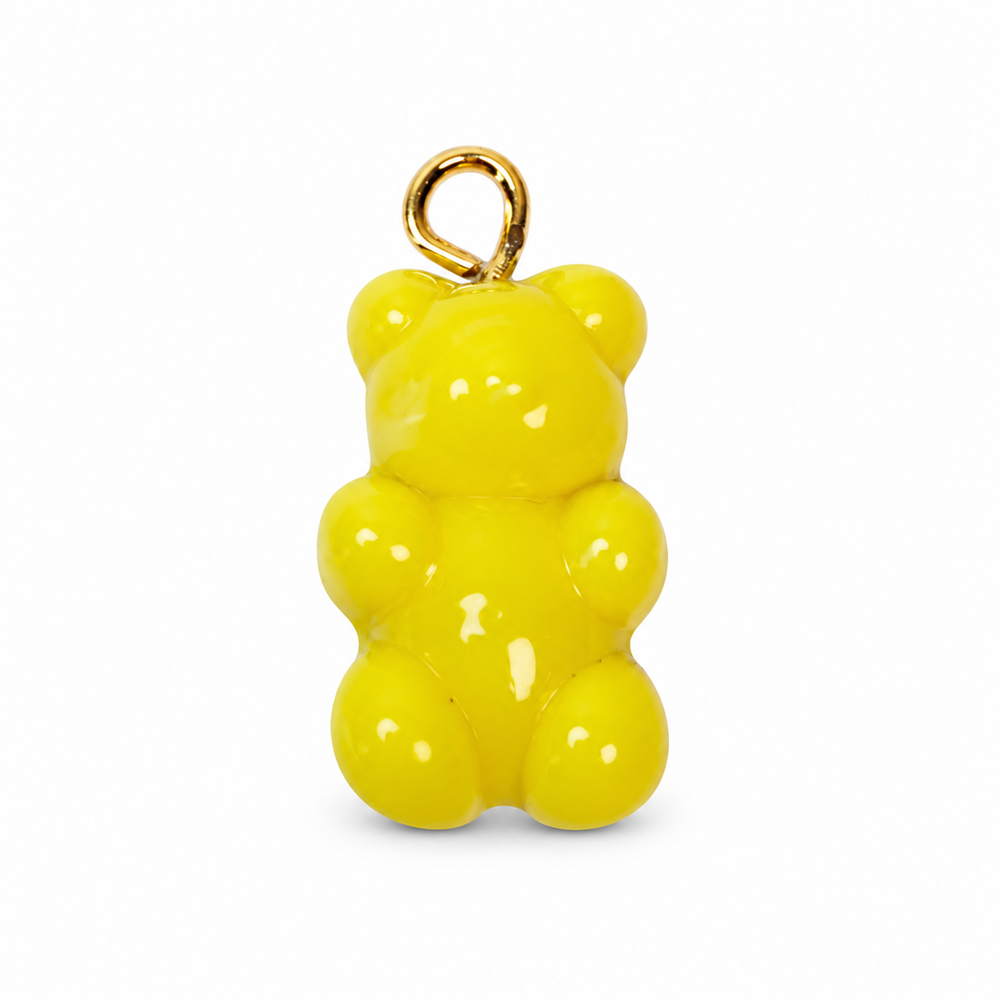 Yellow Murano Glass Gummy Bear Pendant on a white background