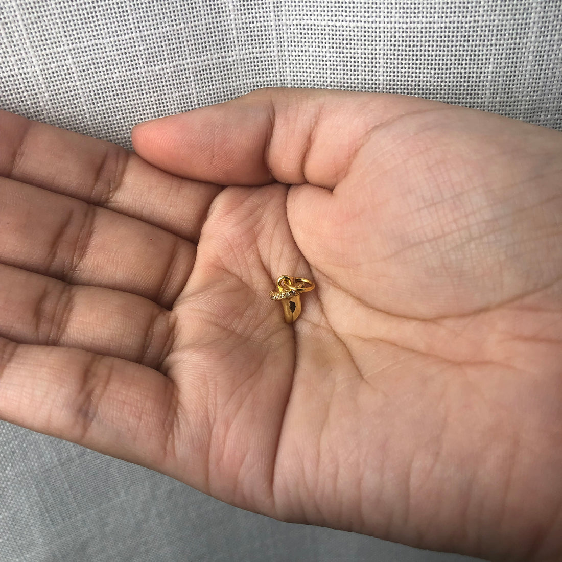 Mini Enamel Gold Pavé Horn Pendant