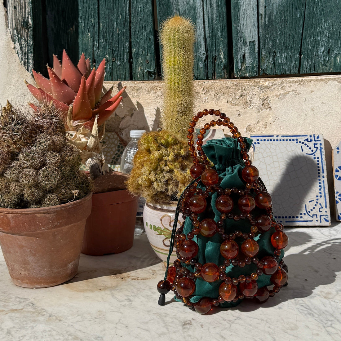 Gemma Tortoise Acrylic Beaded Tote