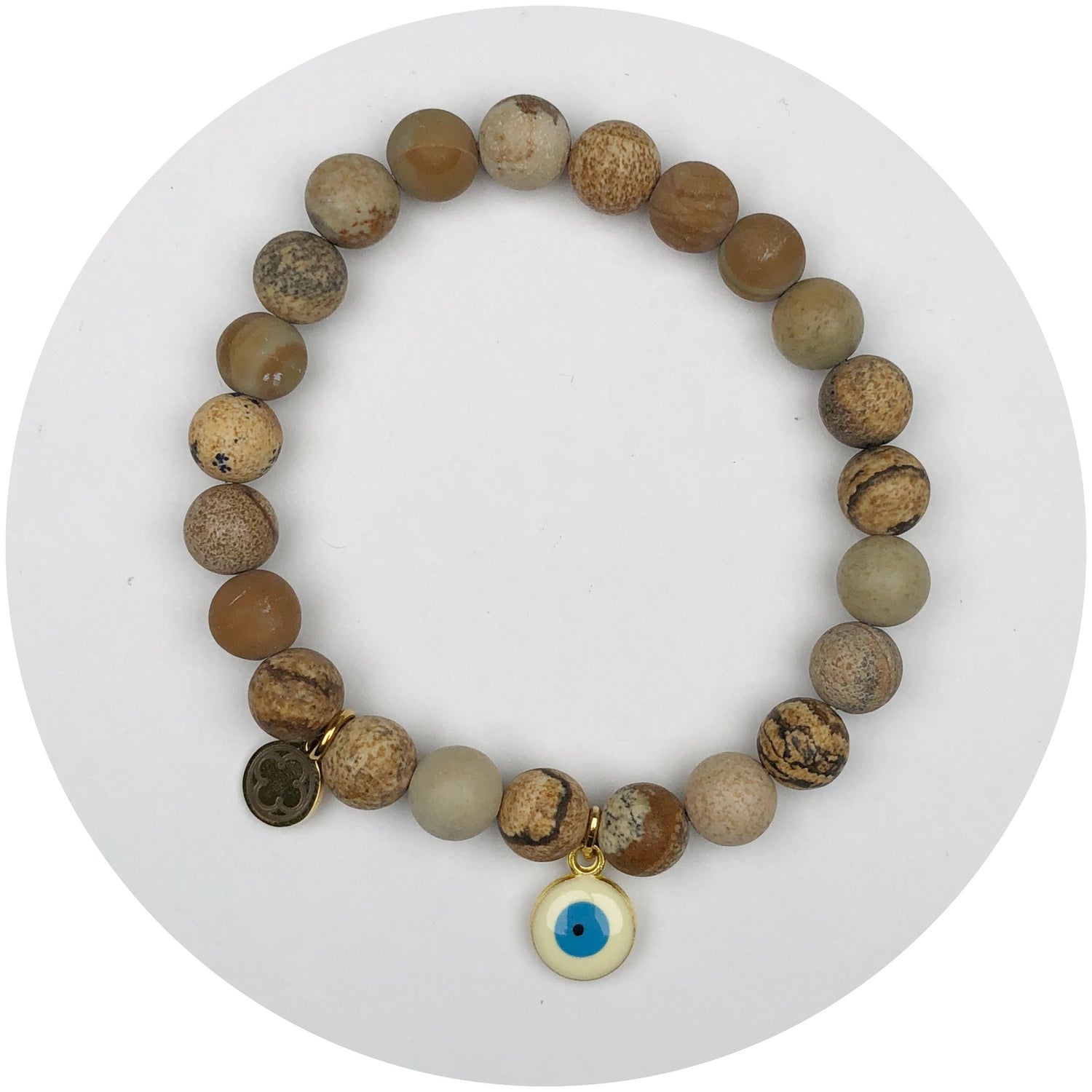 Dessert Stone with White Evil Eye Pendant