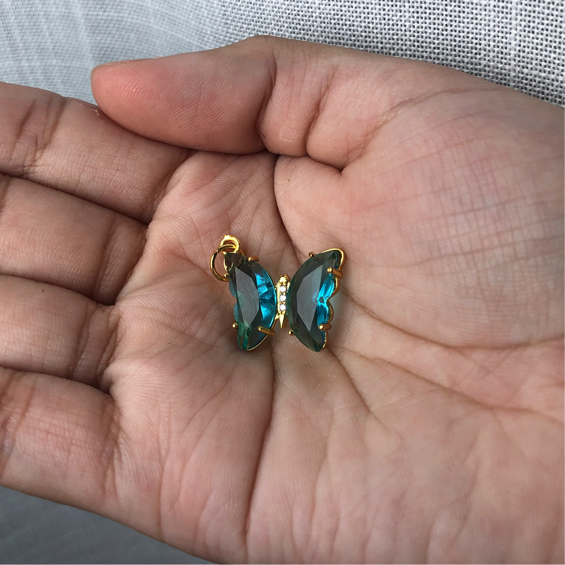 Aqua Glass Butterfly Pendant