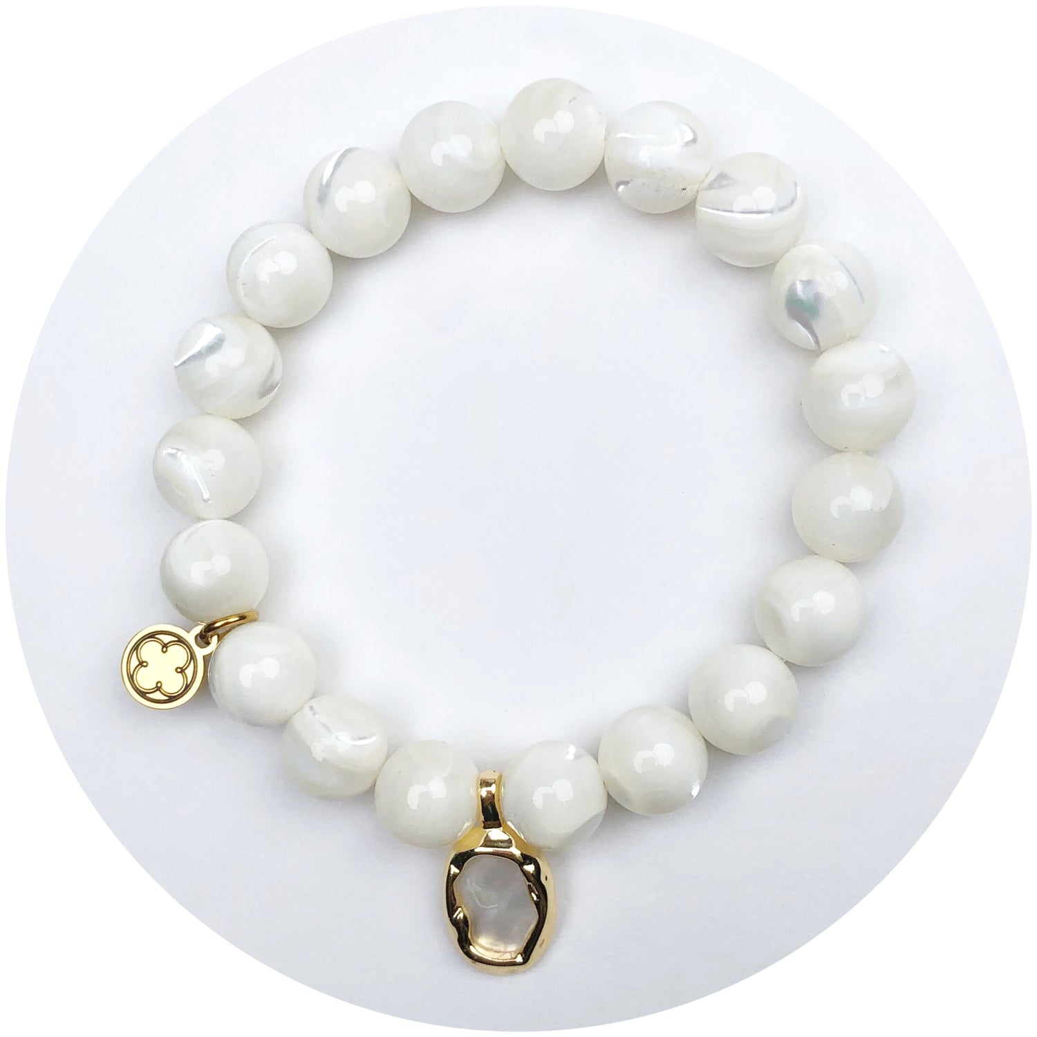Mother of Pearl with  Molten Mother of Pearl Gold Pendant
