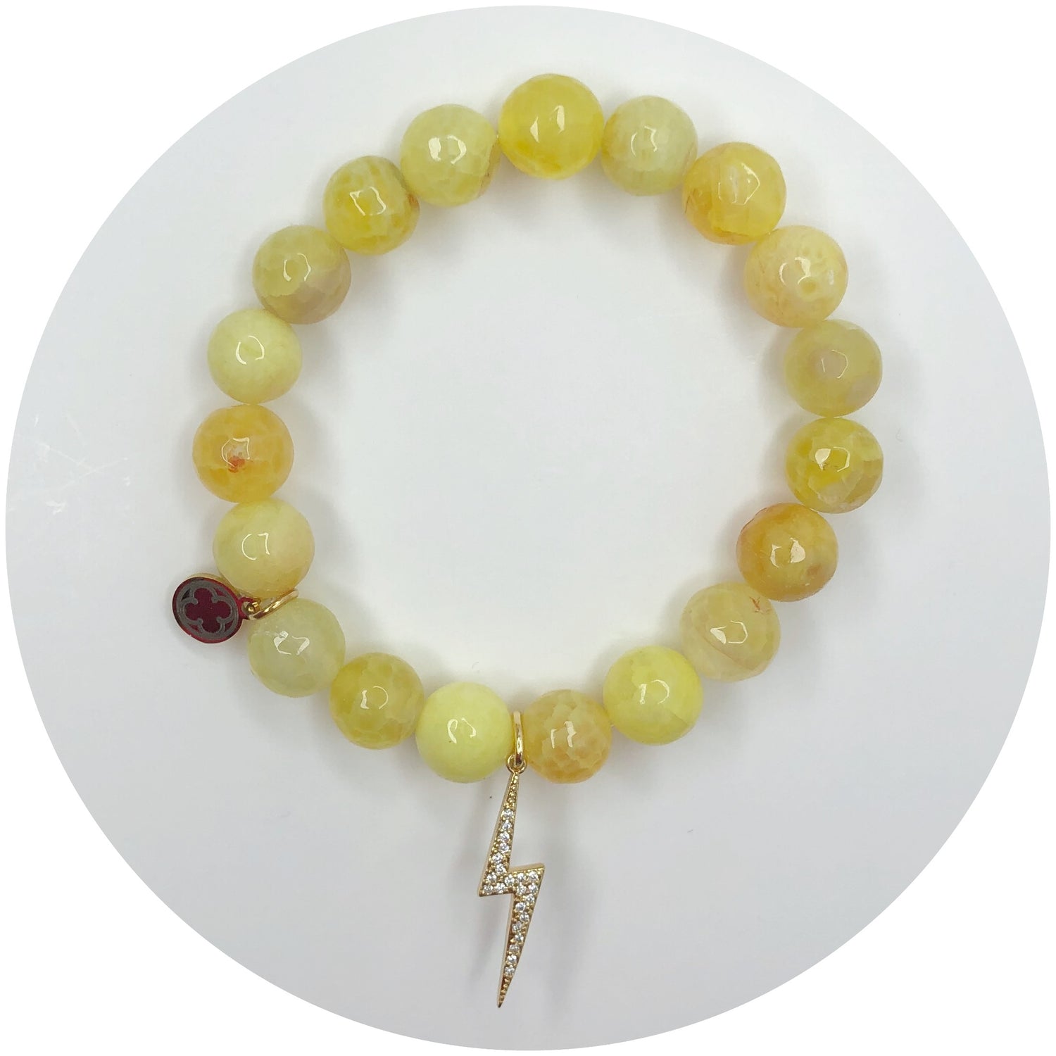 Yellow Agate with Pavé Lightning Bolt Pendant