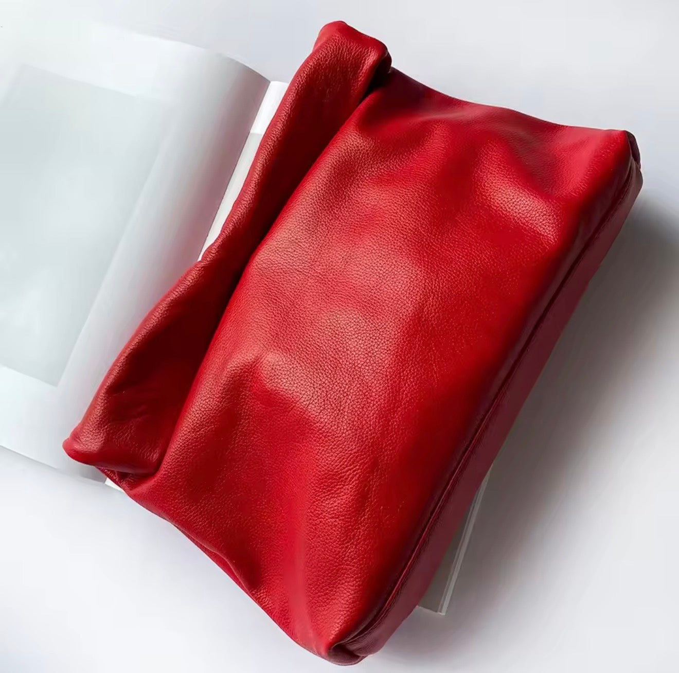 Gold Trinacria  Rosso Leather Handbag