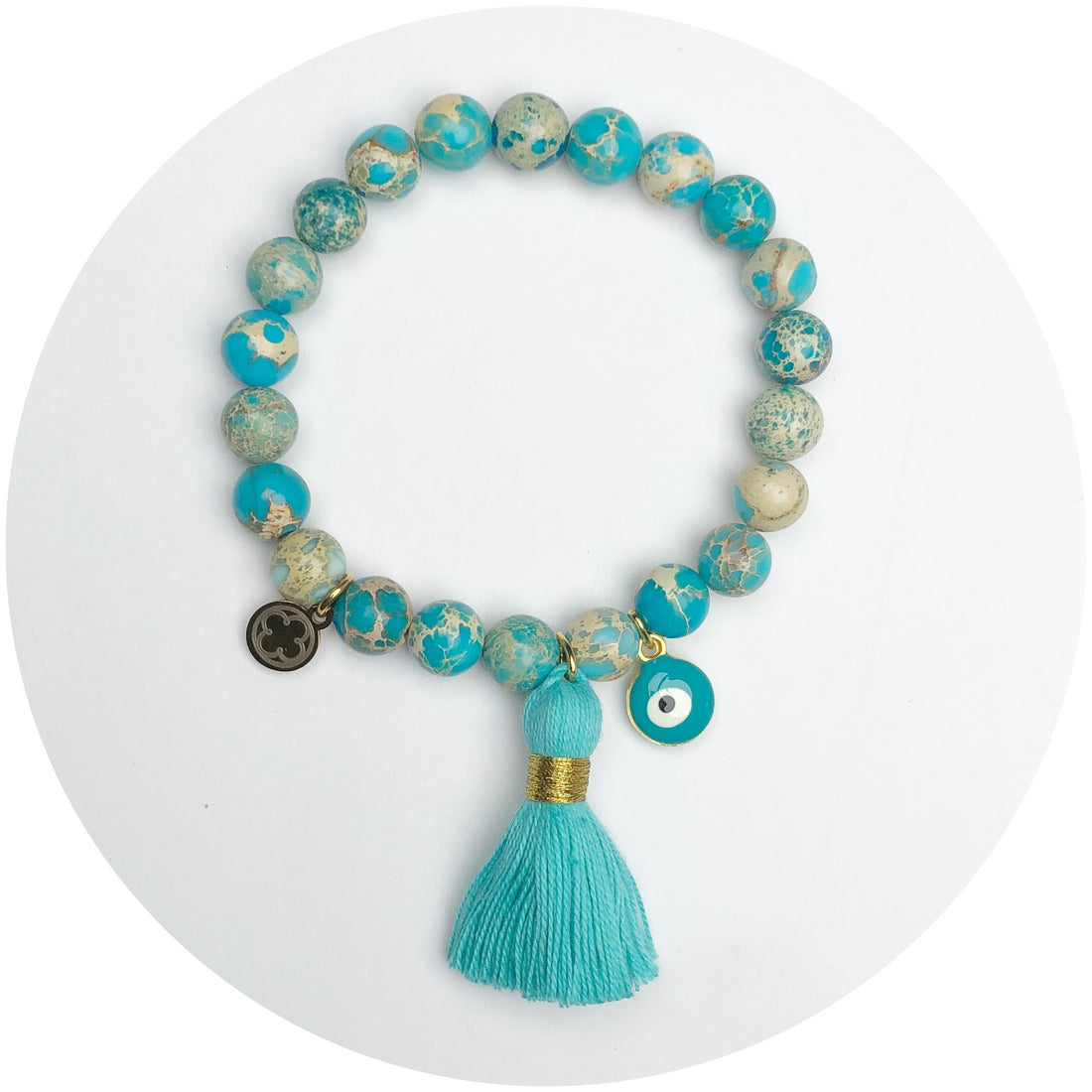 Turquoise Imperial Jasper with Mint Tassel