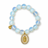 Opalite with Mother of Pearl Oval Blessed Mother Pendant on white studio background