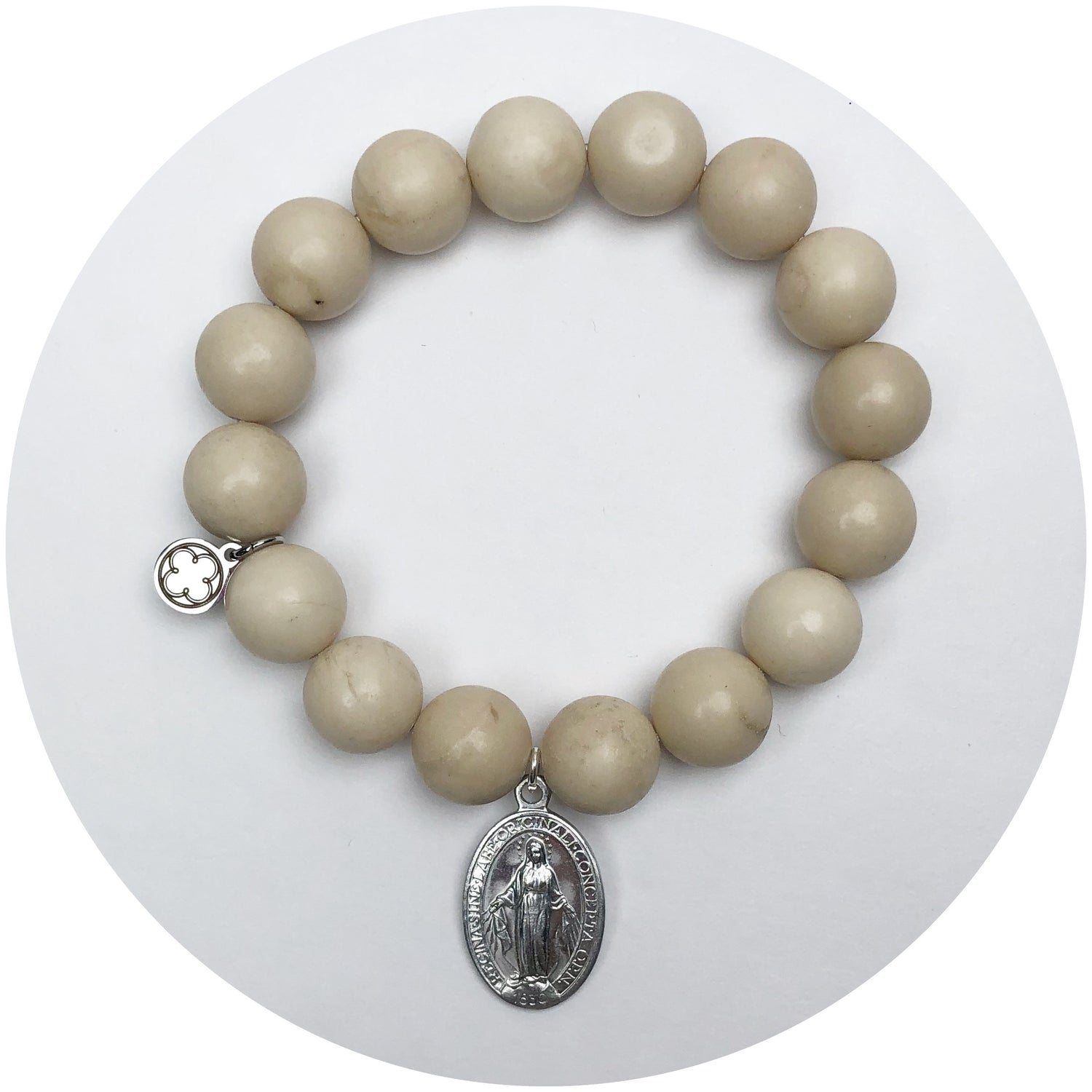 Sand Riverstone with Saint Mary Pendant