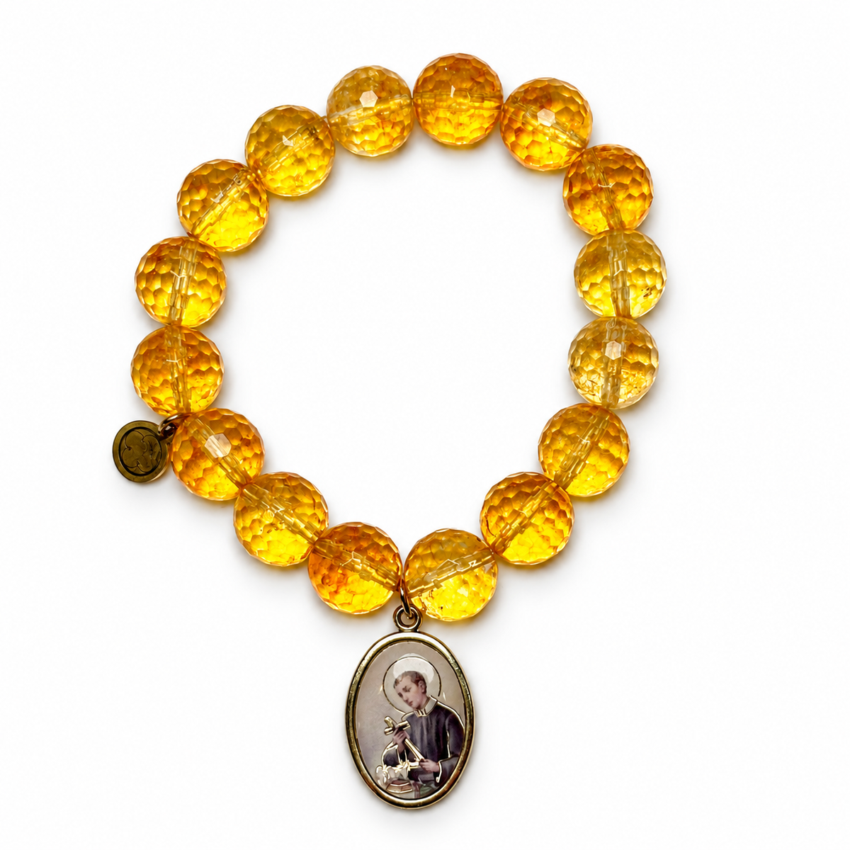 Citrine with St. Gerard Pendant on white studio background