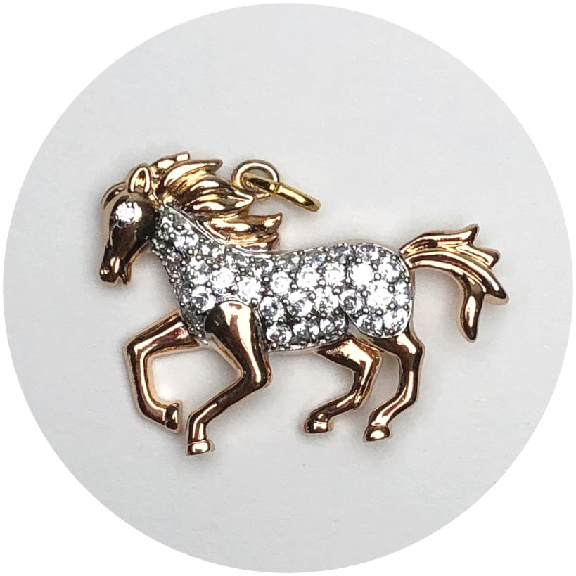 Gold Pavé Horse Pendant - Oriana Lamarca LLC