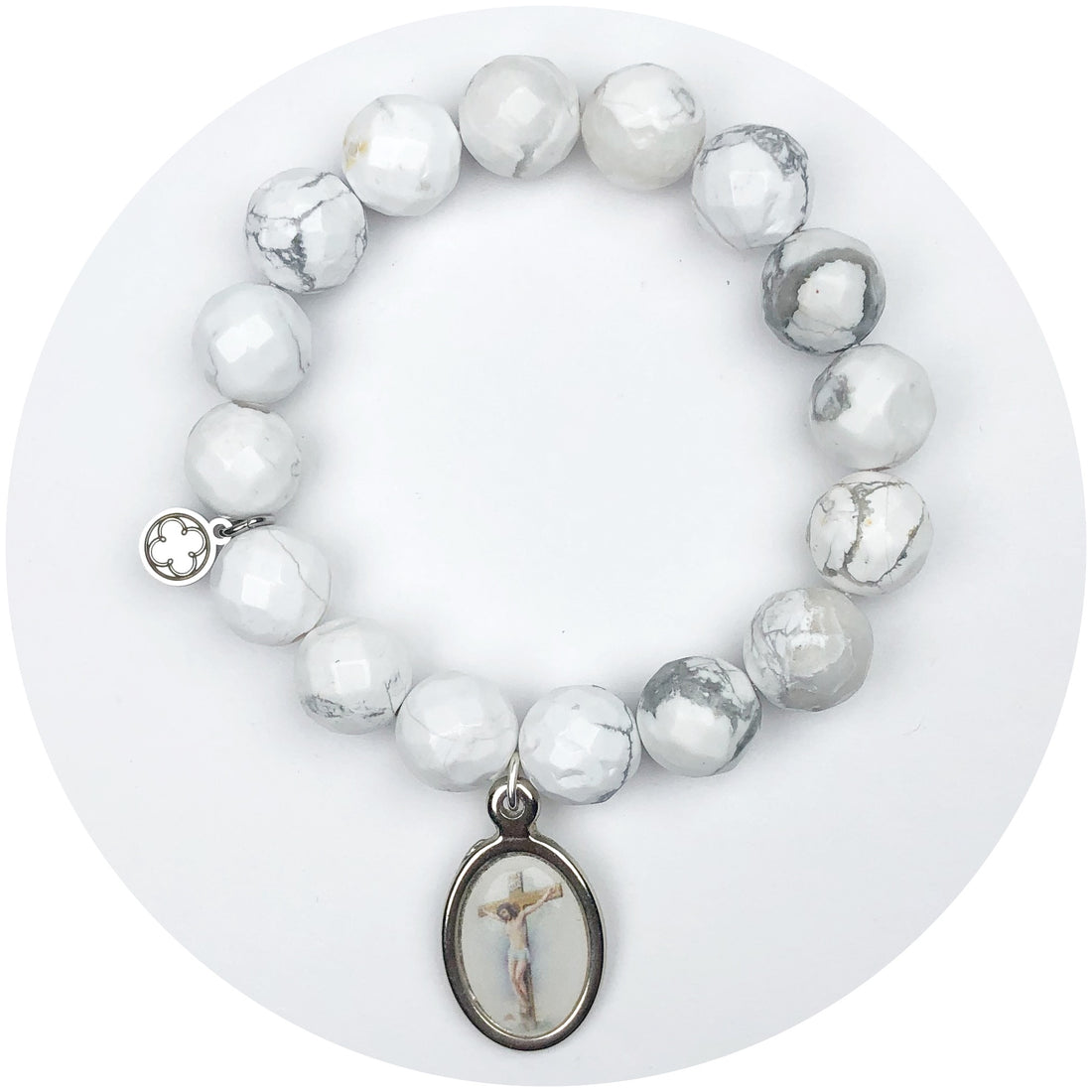 Frosted Marble Agate with Jesus Pendant