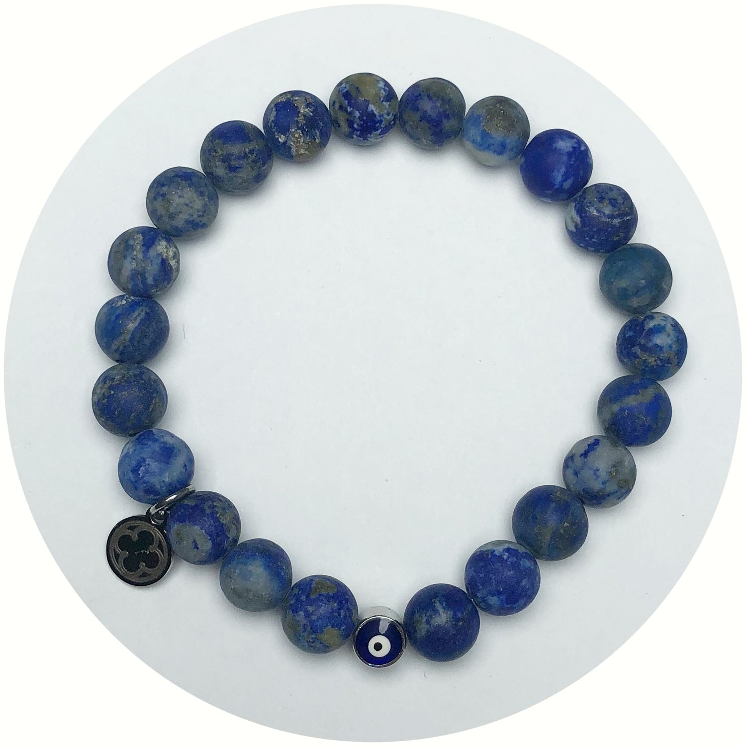 Matte Lapis with Blue Enamel Evil Eye Accent