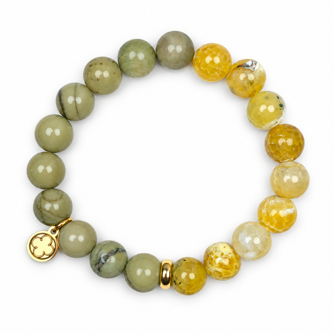 Matcha Jade and Golden Ochre Agate with Gold Spacer