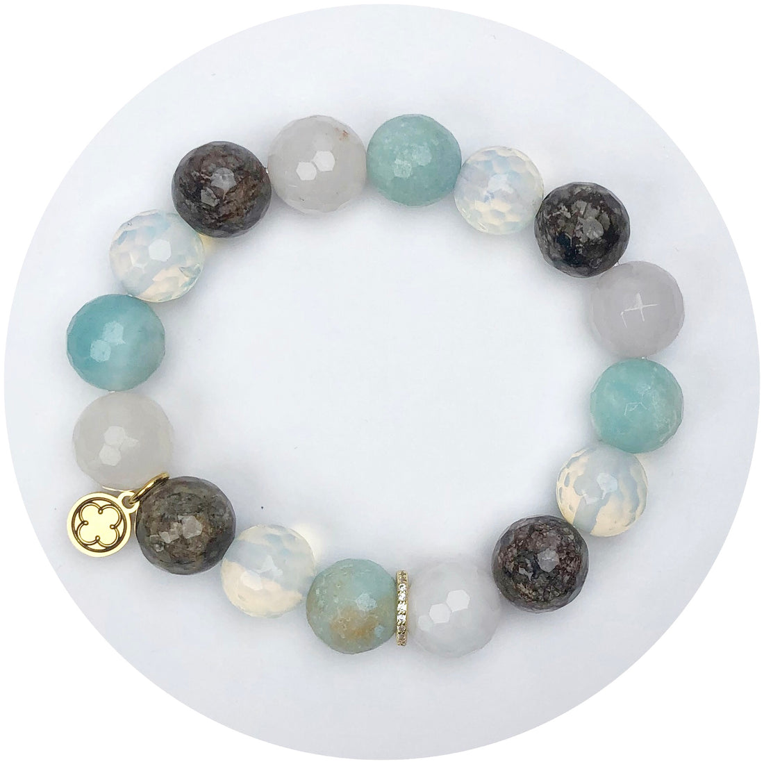 Mixed Bahama Agate with Pavé Gold Spacer