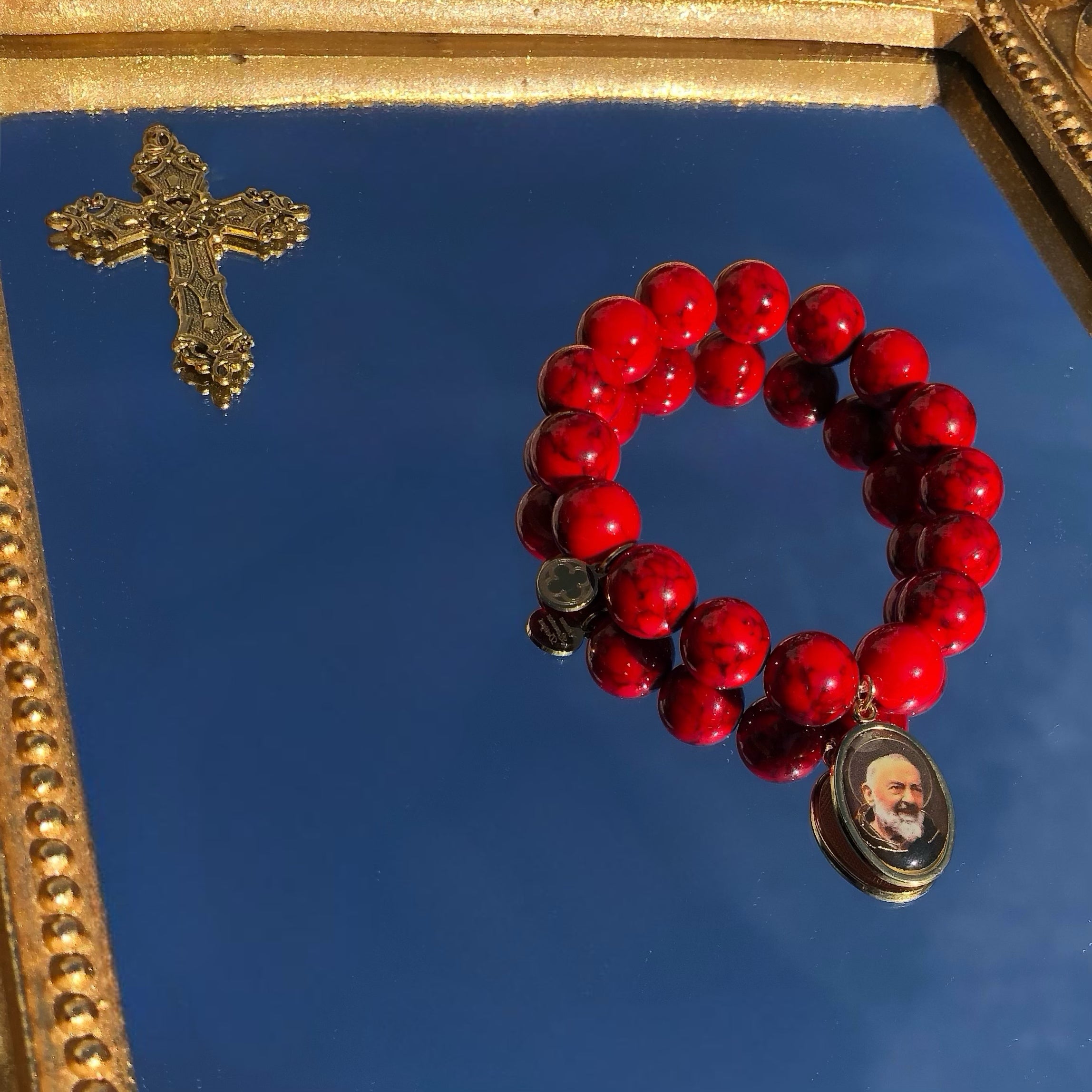 Red Howlite with Padre Pio Pendant