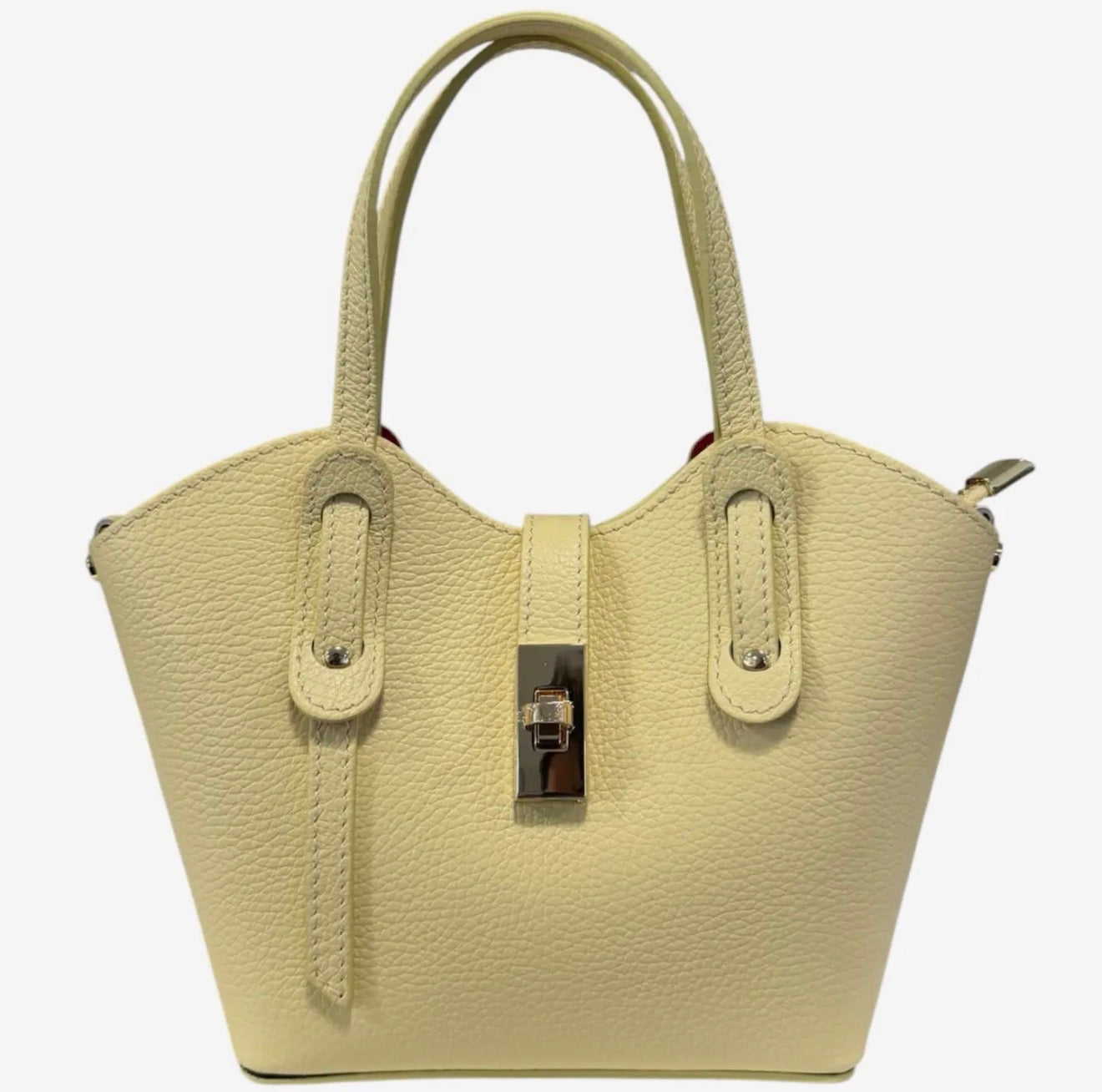 Alessia  Butter Yellow Mini Leather Tote with Crossbody Strap
