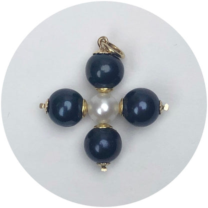 Perla Grande Peacock Pearl Handmade Maltese Cross Pendant